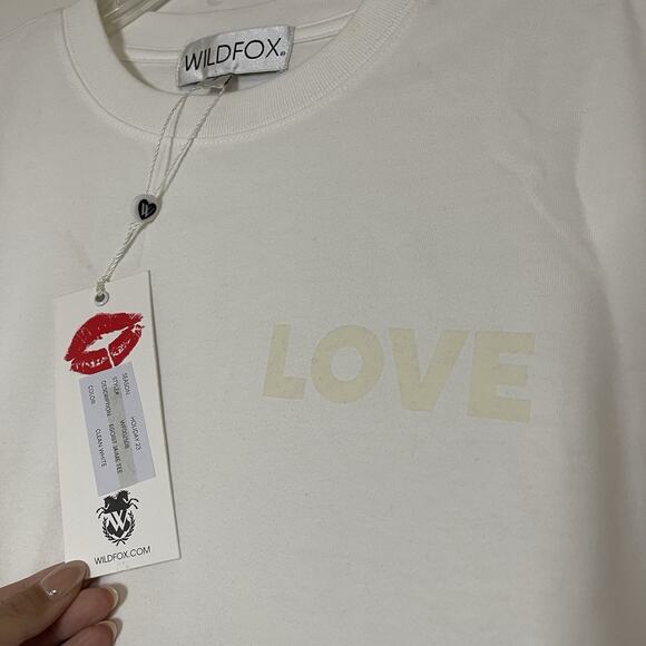 NEW! WILDFOX egoist jaime tee holiday clean white crew neck tshirt small - Picture 5 of 5
